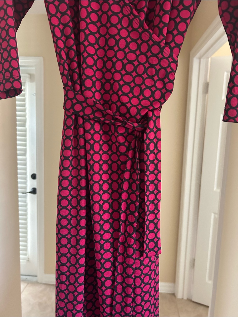 Emma & Michele Polka Dot Wrap Pink and Black Size PS Short Sleeve Maxi Dress - Picture 6 of 6